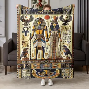 Ancient Egyptian Mythology Blanket, Perfect Gift for Bedroom Living Room Sofa, All-Season Use, Ideal for Couch Nap Travel Camping