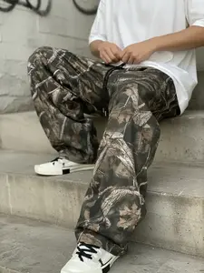 Trendy Camo Casual Pants with Drawstring Waist, Loose Fit Street Style, Perfect for Daily Wear & Outdoor Activities