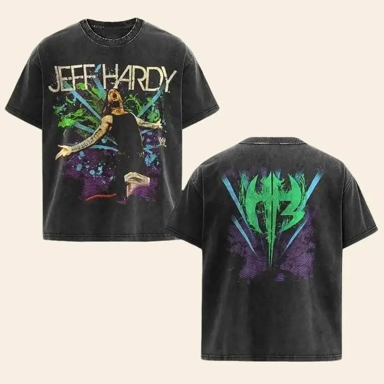JEFF HARDY EXTREME ICON Premium WWE UNISEX Washed T-Shirt, WWE Enigma-Inspired Graphic Design, Short Sleeve Grunge Streetwear Top, Pre-Washed Cotton Fabric for Durability & Comfort – Men’s Wrestling Fan Shirt casual shirt wwe fan oversized