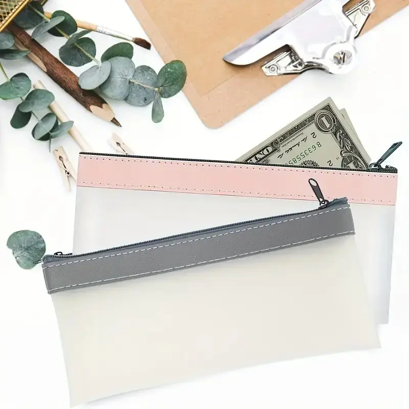 Cash Bag with Zipper, 7.7x3.7 Inches Money Pouch, Moneybags, Bank Bag, Coin Box, Coin Purse, Makeup Organizer, Ticket Holder, Tool Storage