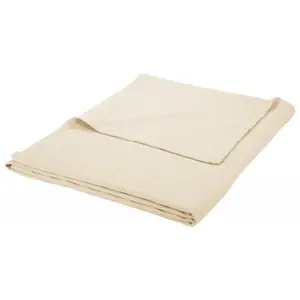212 MAIN Self-Bound Edges Pure Cotton Blanket - Full-Queen Size, Ivory, All Seasons, Diamond Design, Cozy Bedding Layer
