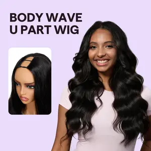 Wavytalk Wigs Wear Go U Part Wig Human Hair Body Wave Upart Wigs Natural Color For Women 220% Density Glueless wigs