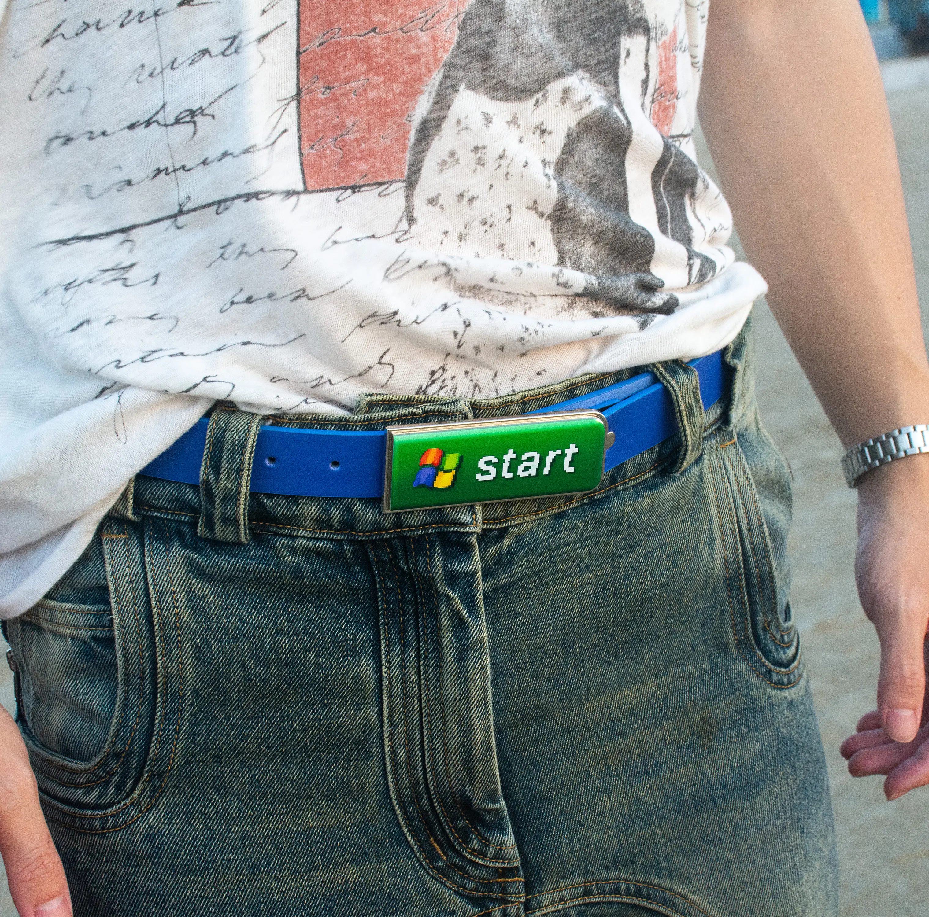 Windows XP Start Button Belt – Y2K Retro Computer Buckle Waist Belt