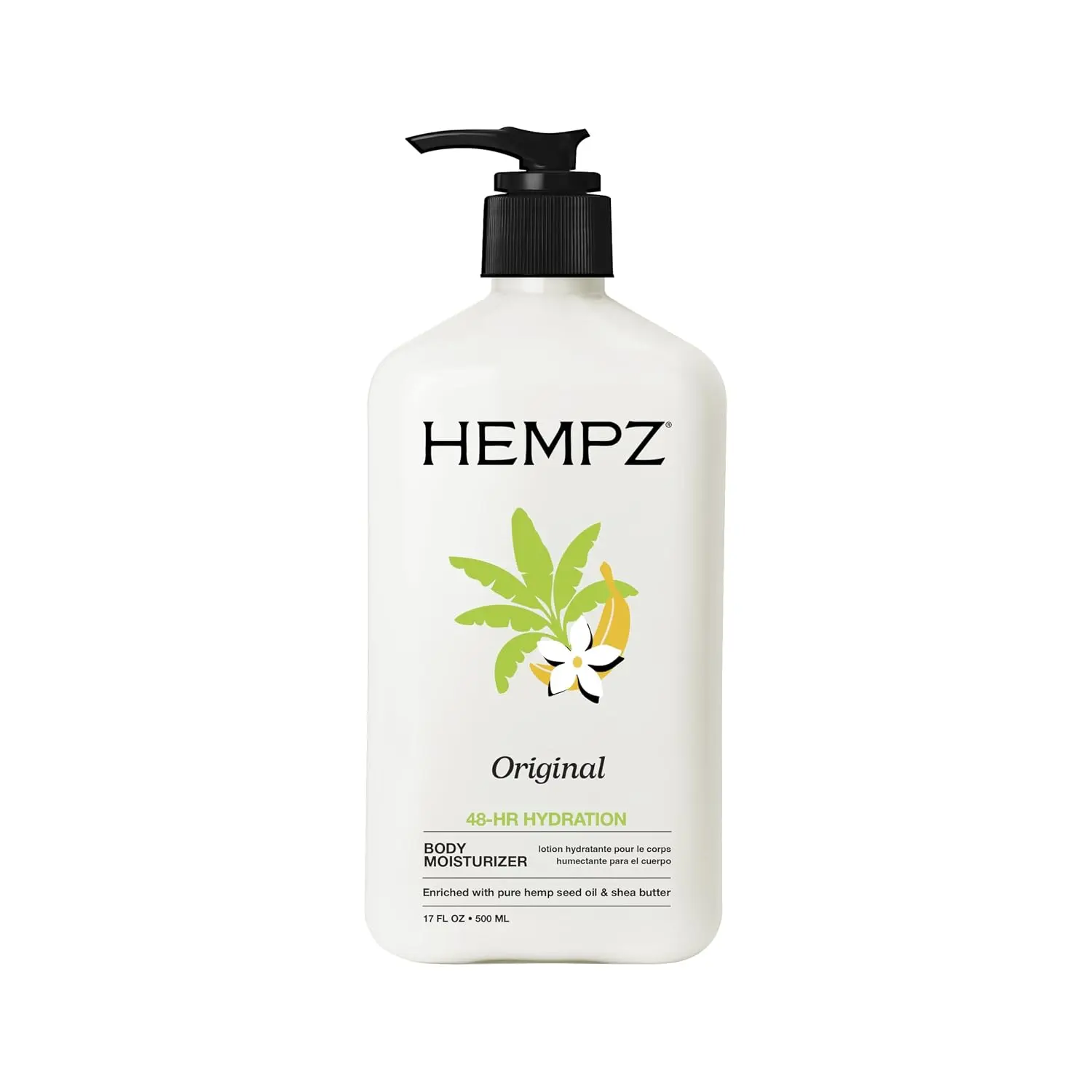 Hempz Original Body Moisturizer, 17 oz (500ml) Pump Bottle, 1 Pack