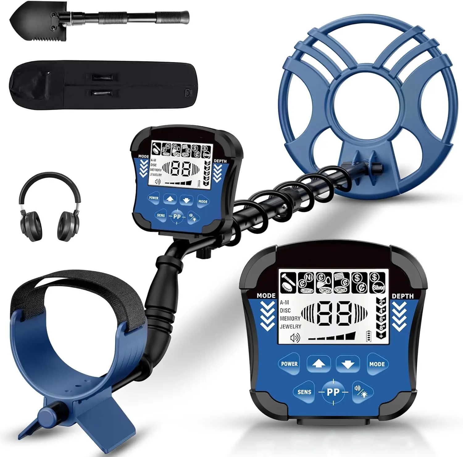 Metal Detector for Adults Waterproof-Professional Higher Accuracy Gold Detector with LCD Display,5 Mode,Advanced DSP Chip 12" Coil(Blue) Home