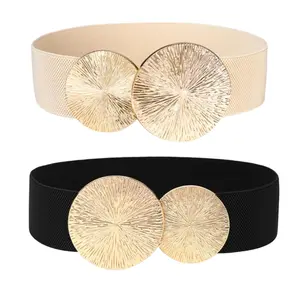 Women Wide Stretchy Waist Belts Elastic Cinch Belt for DressesLadies' Fashion Sweet and Cute Belt 1.2 inches wide, multiple colors and sizes with Rhinestone studded buckle heads, ladies' elastic belt, versatile for daily outdoor activities fathersdaygifti