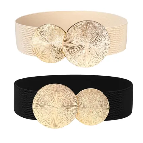 Women Wide Stretchy Waist Belts Elastic Cinch Belt for DressesLadies' Fashion Sweet and Cute Belt 1.2 inches wide, multiple colors and sizes with Rhinestone studded buckle heads, ladies' elastic belt, versatile for daily outdoor activities fathersdaygifti