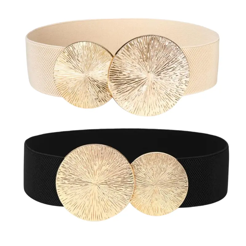Women Wide Stretchy Waist Belts Elastic Cinch Belt for DressesLadies' Fashion Sweet and Cute Belt 1.2 inches wide, multiple colors and sizes with Rhinestone studded buckle heads, ladies' elastic belt, versatile for daily outdoor activities fathersdaygifti