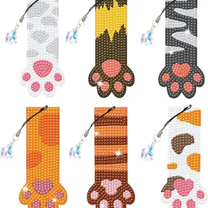 6 Pcs DIY Feather Diamond Painting Bookmark Set, Creative Crystal Tassel Bookmarks, Adult Stress Relief Craft Kit, Reading Lover Gift