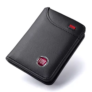 Leather Men Wallet Gift Coin ID Cash Credit Card Holder Purses For FIAT 500 Ducato Panda Grande Punto Tipo Abarth Pulse Strada Wallet Cards Accessories