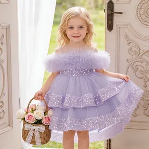 young girl's pink floral dress is perfect for summer vacations fashionable children's dresses sequins high-end design heavy craftsmanship
