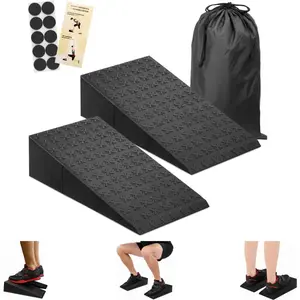 ZKDLFIRE Squat Wedge Block - 2 count, Non-Slip Squat Wedges Weightlifting - Heel Elevated Squat Wedge, Heel Wedge for Squats, Slant Board for Squats to Improve Mobility, , Strength & Squat Depth, Includes Anti-Slip Pads & Carrying Bag