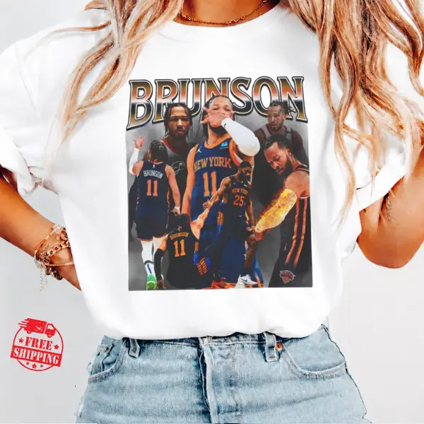 [Sale up to 50%] [Free Ship] Jalen Brunson Vintage 90s Bootleg Shirt, New York Hoops T-Shirt, Captain Clutch Basketball Game Day Fan Gift