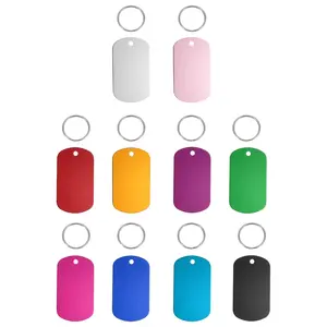 PETAXCELL Pet ID Tags, Personalized Dog Cat Tag Stainless Steel Aluminum Rectangle Engraved Blank with Key Ring 50 x 29mm (Multicolor, 10pcs), Intended for Dog / Cat / Name / Pendant Crafts