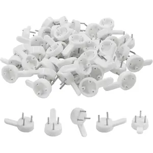 50 count Plastic Hangers Photo Frame  Hooks, Traceless Wall Hooks Concrete Wall Picture Hangers, Hardwall Traceless  for  Picture, Photo, Frame(25*15mm)