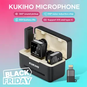 TikTokShopBlackFriday KUKIHO Wireless Lavalier Microphone for iPhone iPad Android With Charging Case Audio Smartphone Audio Smartphone