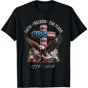 Vintage Faith Freedom 250 Years 1776-2026 Independence USA T-Shirt