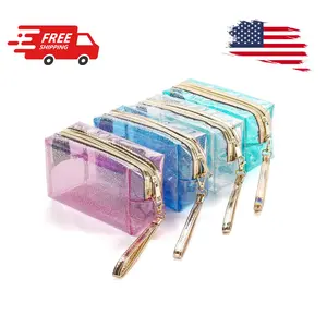 4Pcs Waterproof Cosmetic Bags PVC Transparent Zippered Toiletry Bag