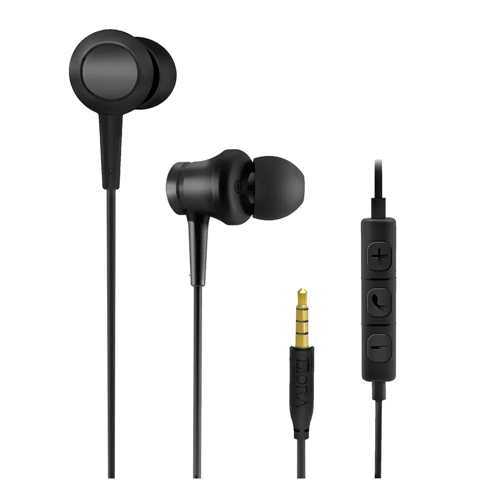 1 HORA AUT111 Wired Earphones with Microphone, Noise Isolation, 3.5mm Audio Jack, Secure Ear Hook Design