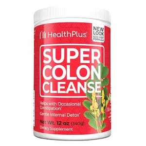 Health Plus Super Colon Cleanse Powder – 10-Day Detox Cleanse with Probiotics & Fiber for Bloating Relief, 12oz