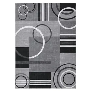 9 x 12 ft Polyester Cashmere Gray Rectangular Hallway Bathroom Entryway Kitchen Office Foldable Geometric Printed Modern Washable Area Rug