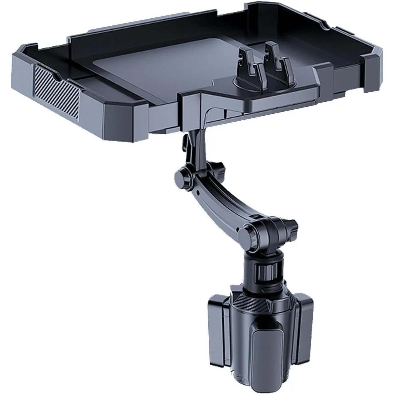 Larger Car Cup Holder Tray, 9~11 inch Expandable Car Food Tray for Eating Hamburger/Snacks, Car Travel Cup Coffee Table Stand 360° Rotating Tray Table with Phone Holder, Road Trip Essentials