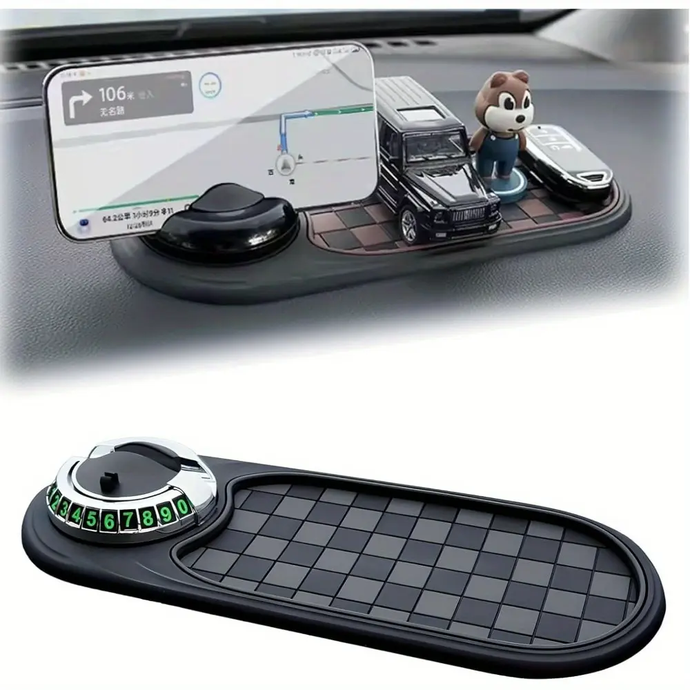 Car accessories, Car Auto Accessory, Car Accessories Interior, silicone car dashboard anti-shake and anti-slip mat, universal navigation phone holder with temporary parking card, large-capacity storage for glasses and keys, Car Essentials