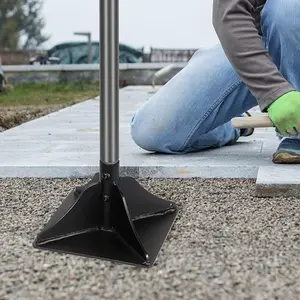 Steel Tamper with 48 inch Handle 8"x8" Garden Rubber Grip for Laborsaving All-Steel Heavy Duty Ideal Tool Leveling Ground Installing pavers and Repairing Blacktop