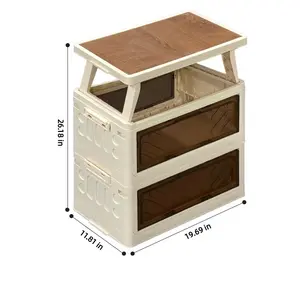 Foldable Camping Storage Box with Table Top – Car Trunk Organizer Large Capacity Outdoor Storage Bin
