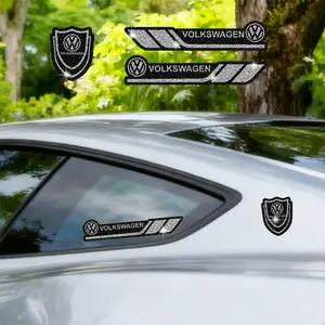 4Pcs/set Car Stickers For Volkswagen Models Shiny Logo Creative Personality Decals Bumper Reflective Diamond Tail Sticker