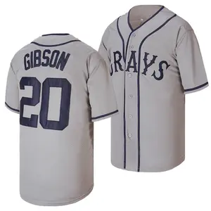 Men's Baseball Jersey Josh Gibson #20 Homestead Gray Negro National League Stitched Embroidery Breathable Polyester S-3XL Outdoor Sports Fan Clothing