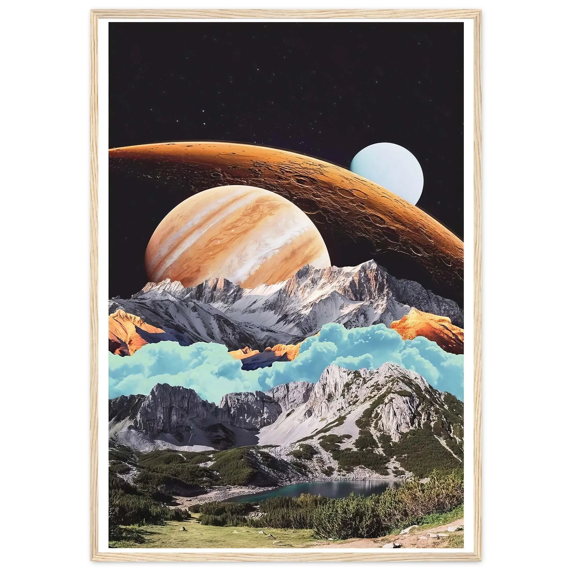 The New Horizon Planets Collage Art Space Art Trippy Wall Decor Collage Poster