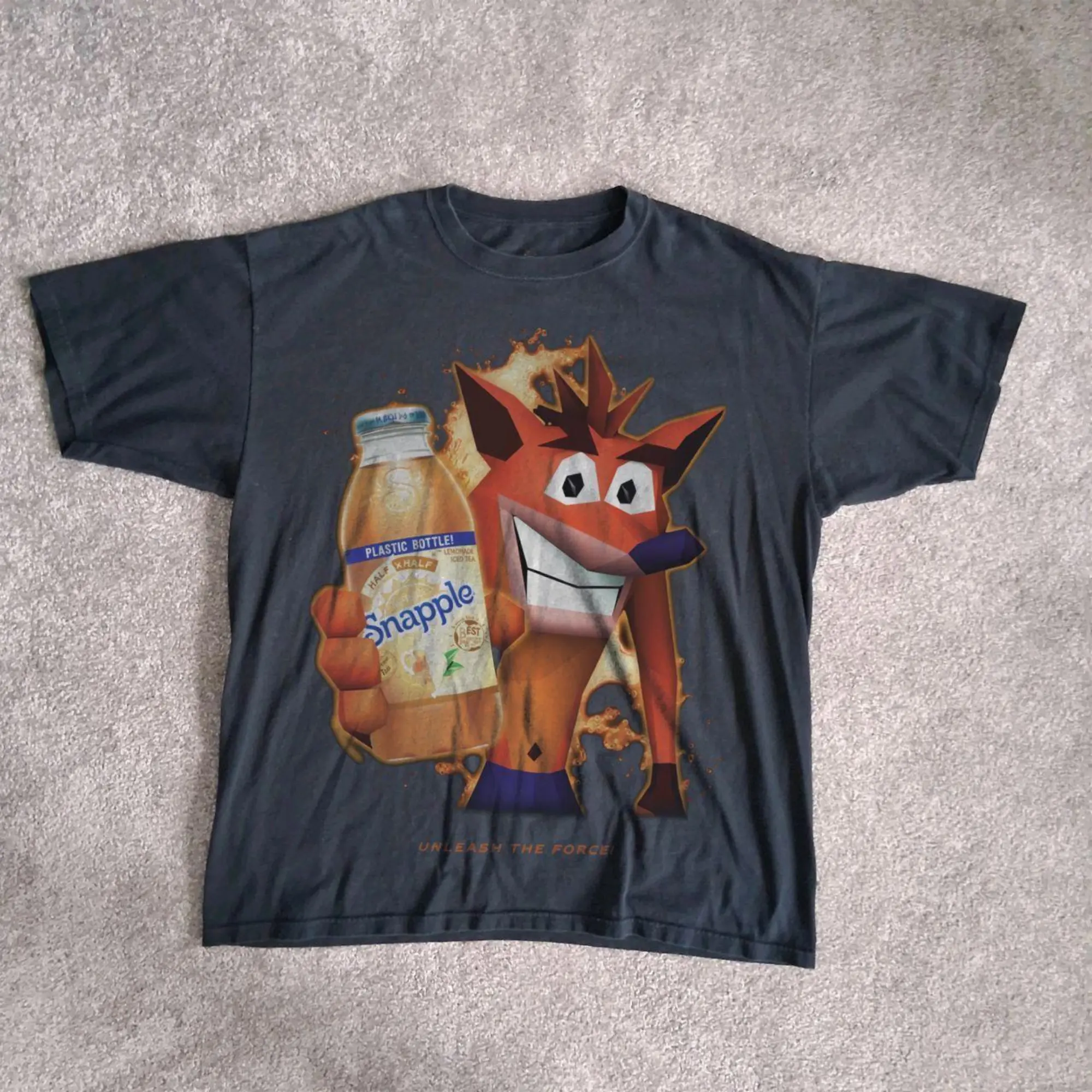 RARE Crash Bandicoot x Snapple "Unleash The Force" Vintage Tee, CrashBandicoot, Gaming Merch, Unleash The Force, Unisex Shirt, Shirt for Men Women