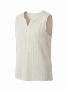 Men's Lightweight Eyelet Knit Notch Neck Tank Top – Sleeveless Textured Knit Shirt, Breathable Summer Beach & Vacation Top, Casual Stylish Outfit for Daily Wear, Street Style, and Warm Weather
