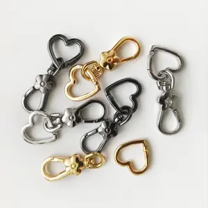 6Set 2-in-1 Flower Swivel Lobster Claw & Heart Snap Hook, DIY Keychain Accessories Set, Cute Purse Charm Clips for Backpack, Wallet, Phone Strap, Paracord, Aesthetic Small Business Gift (3 Colors Mix)