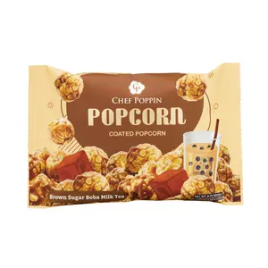 Crunchy Chewy Crispy Chef Poppin Brown Sugar Boba Milk Tea Flavor Gourmet Coated Popcorn Snack - 20g