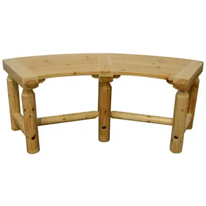 Leigh Country TX 95117 17.5 x 50 x 18 in. Aspen Curved Bench, Indoor Outdoor Furniture, Natural Finish, Natural Look