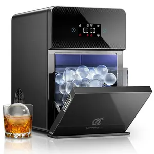 OMNIRA Clear Ice Ball Maker Countertop with CrystalFlux Technology - 2 Inch Sphere Ice Maker Machine, 4 Pcs in 40 Mins, 144 Pcs/Day, Automatic Water Supply & Self-Cleaning for Whiskey, Bourbon, Bar
