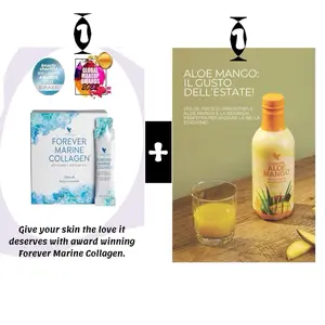 Forever Aloe Vera Mango & Forever Marine Collagen Award Winning Skincare Routine for Radiant Skin Care Healthcare Edible Natural Beauty Supplement Beauty Colagen Dietary
