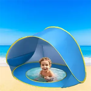Portable Baby Seaside Beach Tent, Ideal Pop Up Kids Travel Tent with A Small Pool with Carrying Bag, Outdoor Indoor Play Tent