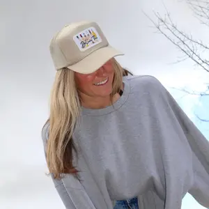 Blame the Champagne Trucker Hat- Otto Foam Beige Trucker with custom patch