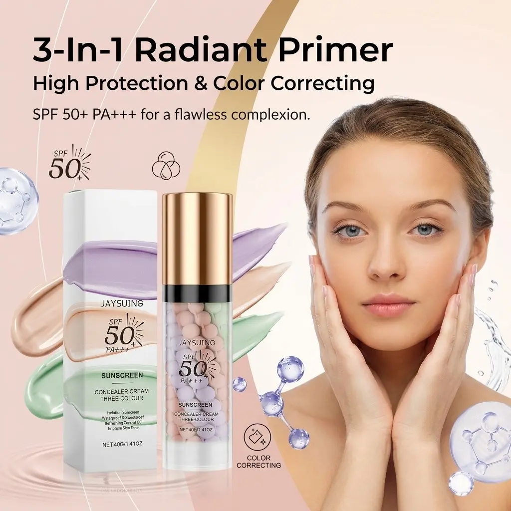 Three-Color Protective Isolation Cream Concealer Isolation Cream Skincare Moisturizing Covers Blemishes Smooths and Long-Lasting