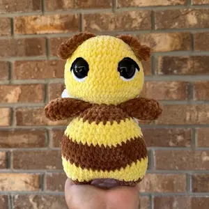 Handmade crochet standing bee plushie