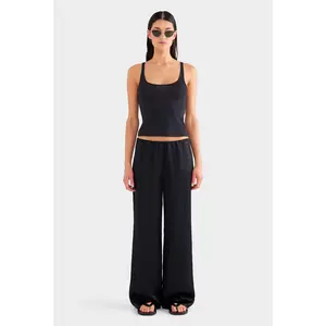Crushed Satin Pant - Black