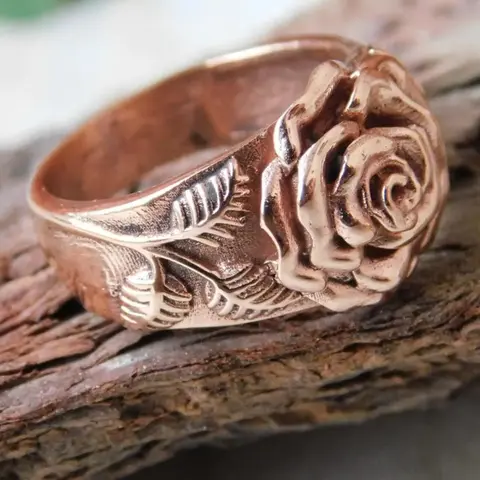 Vintage Three-dimensional Rose Relief Ring, Rose flower ring, Beautiful Rings, Copper Color Niche Design, Daily Versatile Handmade Gift for Girls, Unique Gift, Perfect for Daily Wear, Travel, Vintage Rings Jewelry