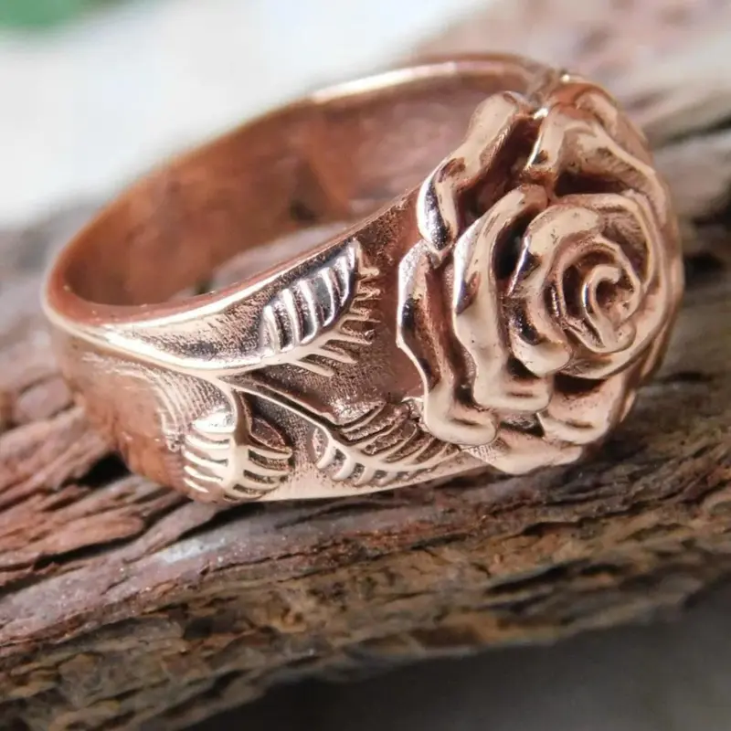 Vintage Three-dimensional Rose Relief Ring, Rose flower ring, Beautiful Rings, Copper Color Niche Design, Daily Versatile Handmade Gift for Girls, Unique Gift, Perfect for Daily Wear, Travel, Vintage Rings Jewelry