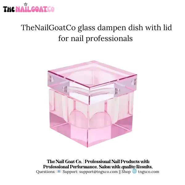 TheNailGoatCo Square Dampening Dish with Lid, Brush Tool for Acrylic Liquid Nail Professionals