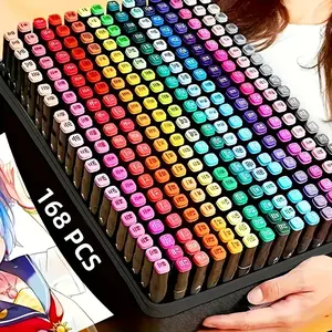 Alcohol Markers, 168/120/80/60/32 Colors Dual Brush Tip Permanent Art Markers, Coloring Marker, for Book Painting Card Making, Christmas gift for Adults