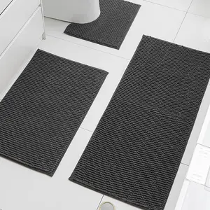 3 Piece New Solid Color Bathroom Mats, Absorbent Soft Bath Rugs, Universal Thick Non-Slip Door Mat Set, Bathroom Floor Mat