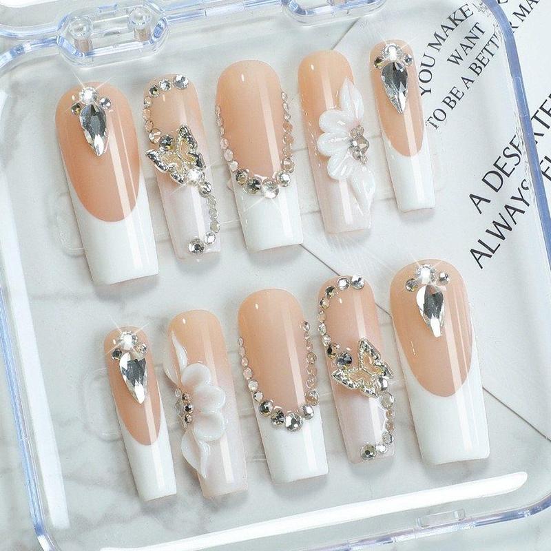 Create Grace French Paris Square Collection hand drawn 10PCS Handmade PressOn Nails REUSABLE Gel/Acrylic  2025